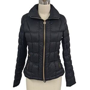Michael Kors black Down Filled puffer coat Small Gold Zipper